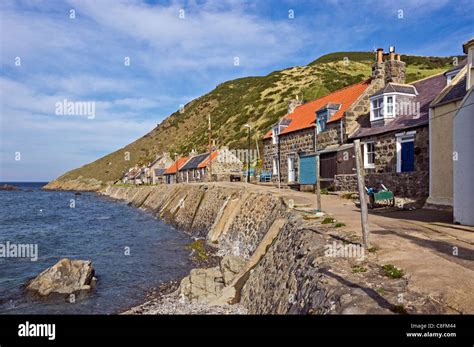 The Former Fishing Village Of Crovie In Aberdeenshire Scotland At Stock