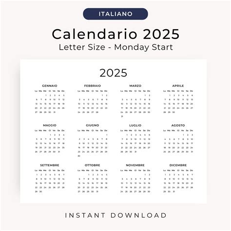 Calendario Calendario Annuale Calendario In Italiano