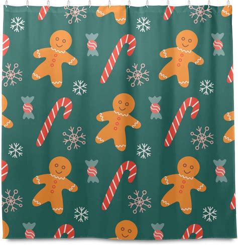 Skysonic Cartoon Gingerbread Man Shower Curtain X Inch Waterproof