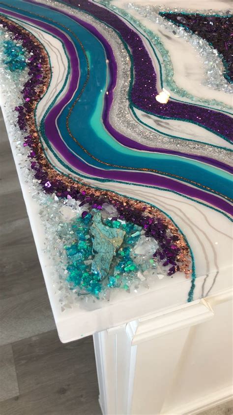 Turquoise Copper And Amethyst Geode Resin Art Resin Crafts Resin Diy