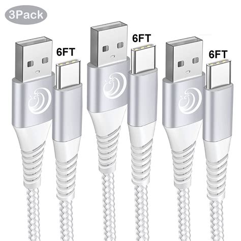 Aioneus USB C Cable 6FT 3Pack Type C Charging Cable Fasr Charge Nylon