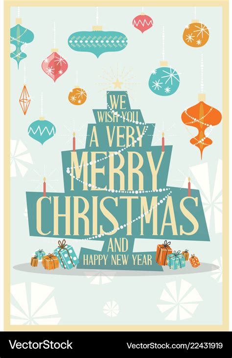 Merry Christmas Greeting Card Mid Century Mod Vector Image