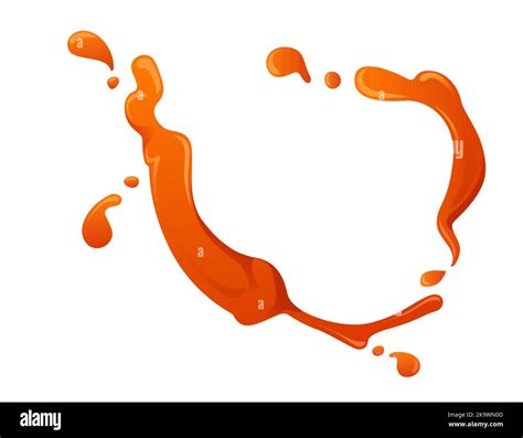 Ketchup Sauce Splashing Stains Flowing Drops Vector Illustration