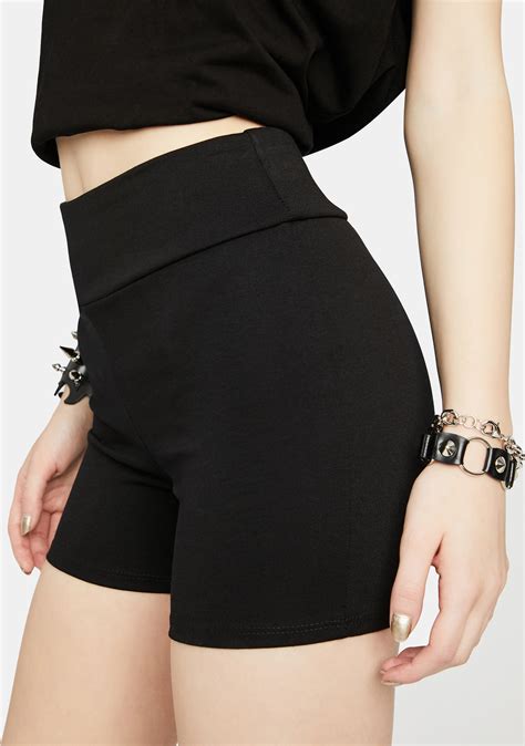 High Waist Spandex Biker Shorts Black Dolls Kill