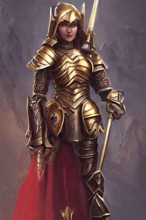 Gorgeous Female Paladin Beautiful Face Mace And Stable Diffusion