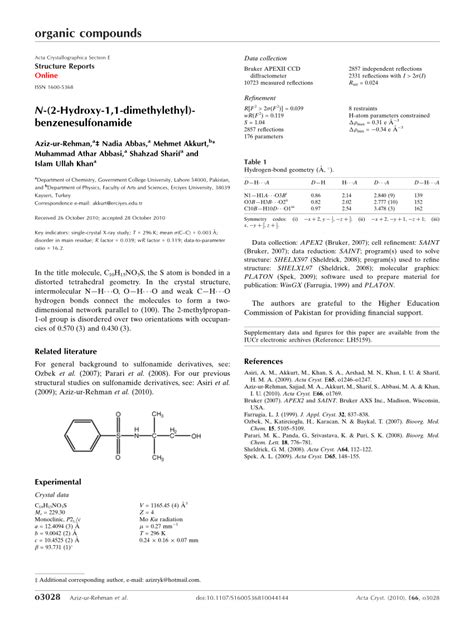 PDF N 2 Hydroxy 1 1 Dimethylethyl Benzenesulfonamide