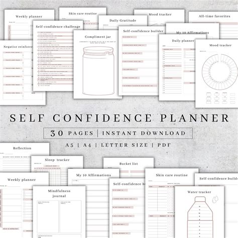 Self Confidence And Self Esteem Journal Self Care Planner Wellness