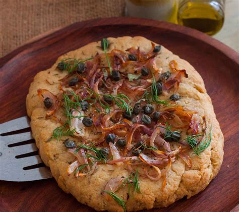Focaccia Bread with Sweet Onion and Capers Recipe by Archana's Kitchen