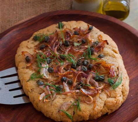 Focaccia Bread with Sweet Onion and Capers Recipe by Archana's Kitchen