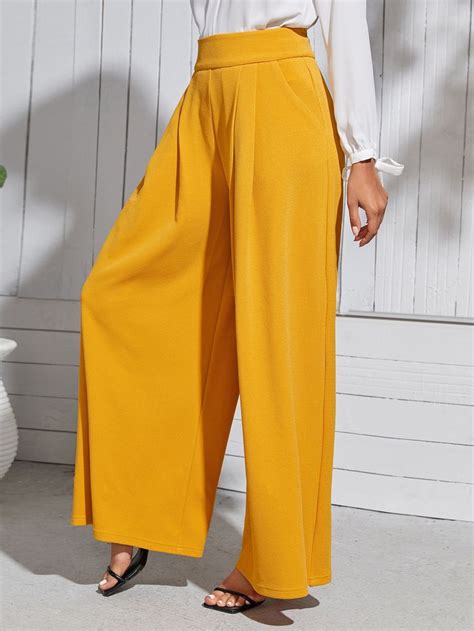 Shein High Waist Slant Pockets Wide Leg Pants Wide Leg Wide Leg