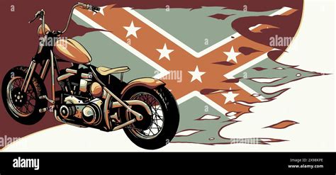 Vector Illustration Of Motorcycles With Confederate Rebel Flag Stock