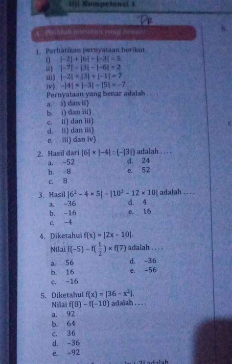 Bantu Jawab Soal 1 5 Kak Besok Di Kumpul Soal Nya Kasi Jalan Jawaban