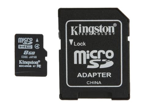 Kingston 8gb Microsdhc Class 4 Memory Card With Adapter Sdc48gb