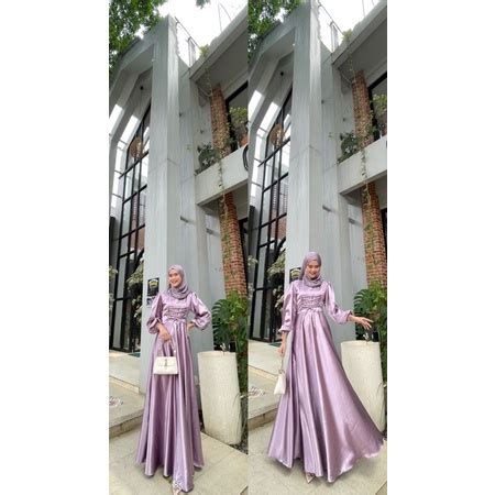 Jual Aurora Dress By Talaoutfit Gamis Satin Satin Sateen Silk