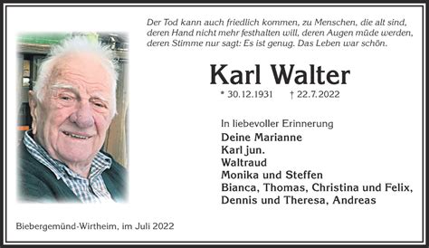 Traueranzeigen Von Karl Walter Trauer Gnz De