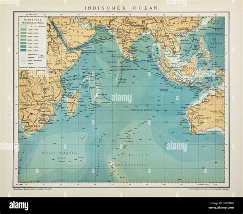 Indian Ocean Old Antique Map Vintage Look Stock Photo Alamy