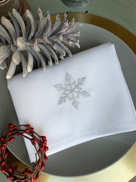 Snowflake Cloth Napkins Set Of Napkins Christmas Napkins