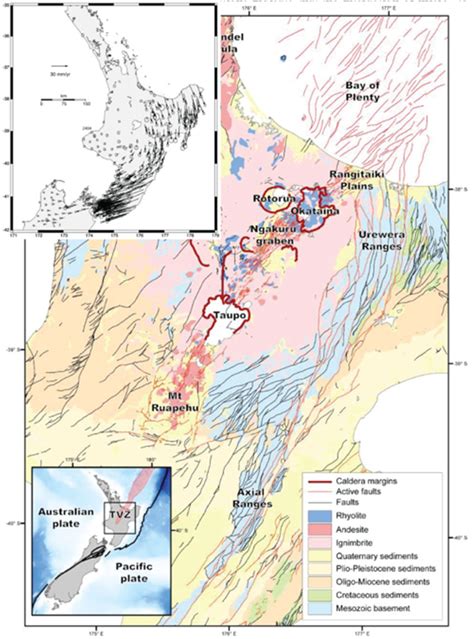 Figure A.47. Geologic map of the North Island, including the volcanoes ...