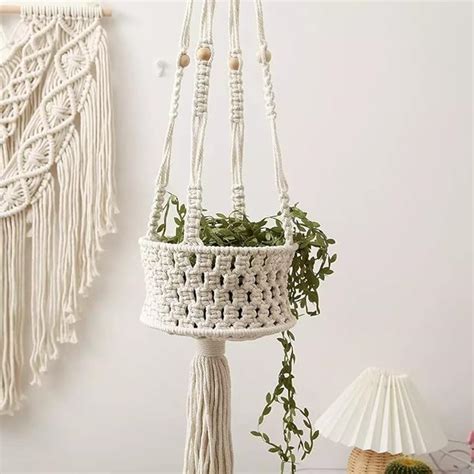 Urooz Macrame Cotton Boho Plant Hanger Rope Flower Pot Holder For