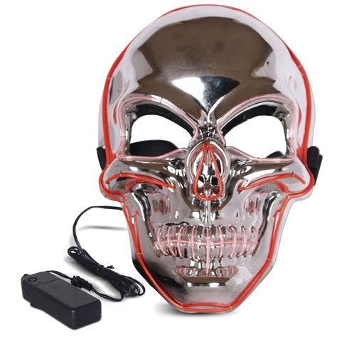 Halloween LED Mask Purge Masks With Lighten EL Wires Scary Light Up