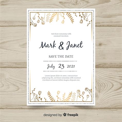 Plantilla de invitación elegante de boda Vector Gratis