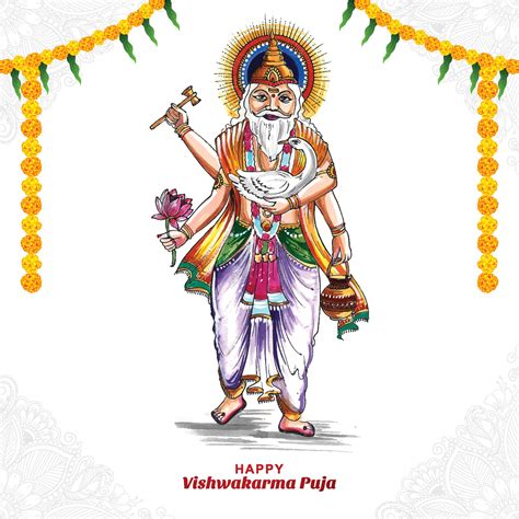 Hindu God Vishwakarma Puja Celebration Background 11155997 Vector Art