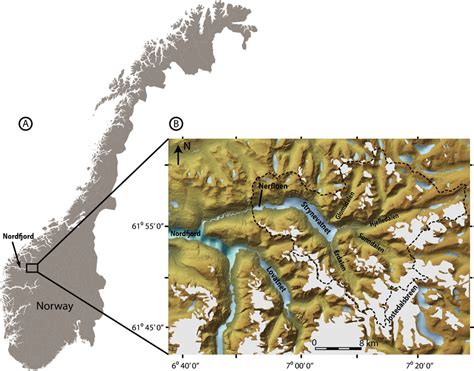 Location map of the research area. (A) Map of Norway marking the ...