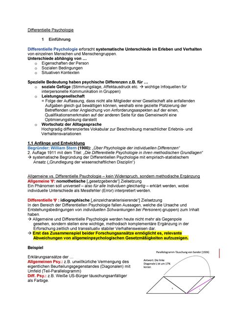 Differentielle Psychologie Skript 17 18 Differentielle Psychologie 1