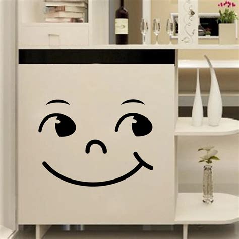 Cartoon Smiley Face Wall Sticker Vinyl Wall Decals Wardrobe Shoebox