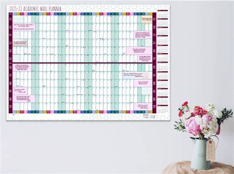 2021 22 Academic Wall Planner Digital Wall Calendar Etsy