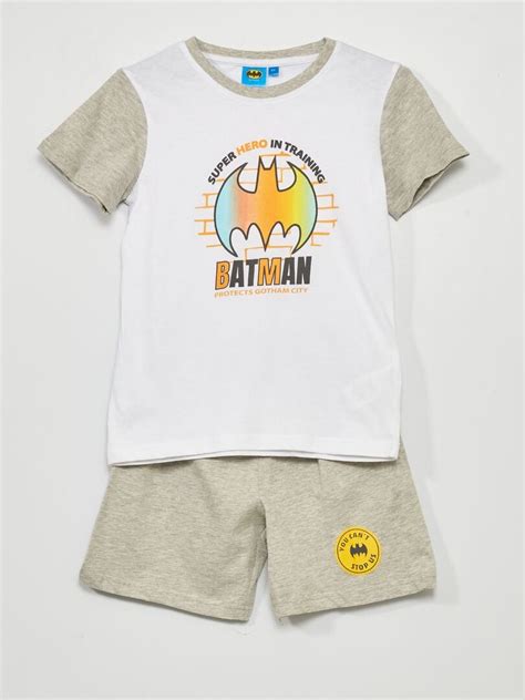 Ensemble Pyjama Court Batman Pi Ces Gris Kiabi