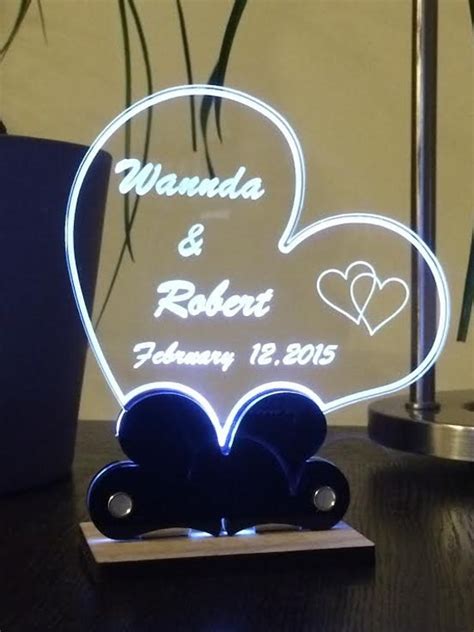 Personalized Acrylic Heart Engraved Wedding Cake Topper With