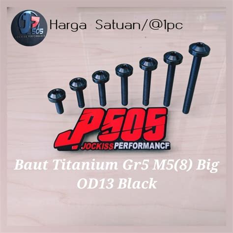 Jual Baut Titanium Gr5 M5 MM 8 Big OD13 Black Baut 8 Shopee Indonesia