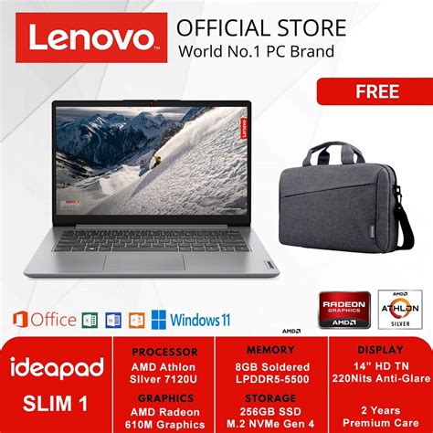 Jual Lenovo Ideapad Slim 1 14amn7 Grey 6tid Athlon 7120u 8gb 256gb W11