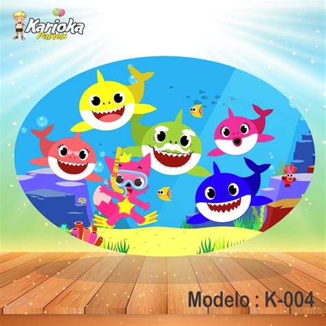 Painel Elipse BABY SHARK 60x40cm no Elo7 Karioka Painéis Design 1228FF1