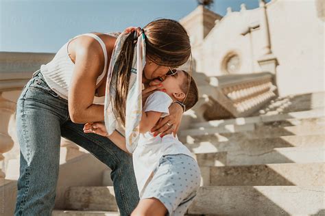 Mother Kissing Her Son Stock Image Everypixel