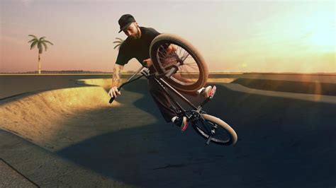 Premium Photo Bmx Rider Is Performing Tricks In Skatepark On Sunset