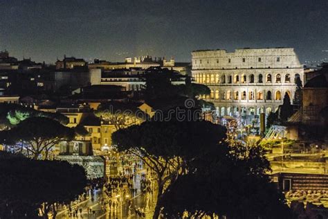 Coliseum Aerial View Night Scene, Rome Stock Photo - Image of scene ...