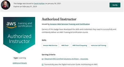 Certifikát Aws Authorized Instructor