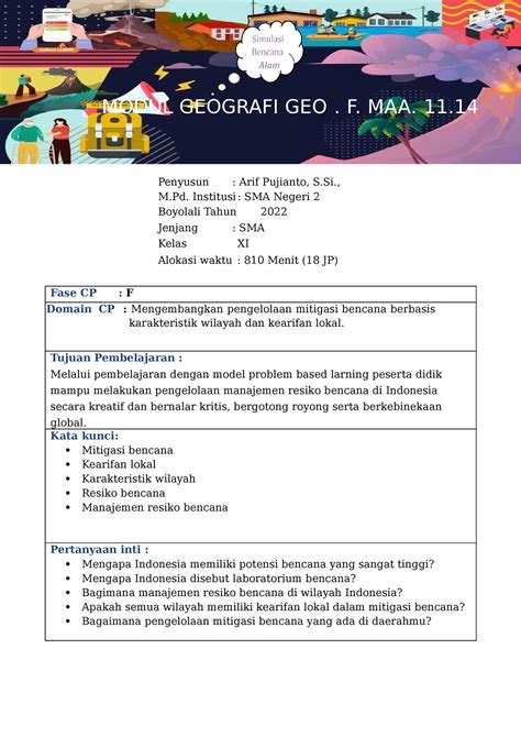 06 Modul Ajar Mitigasi Bencana Dan Kearifan Lokal Alam MODUL GEOGRAFI