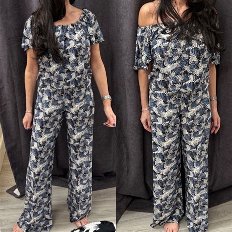 On Or Off Shoulder Print Jumpsuit Casual 2 Dressy Womens Clothing