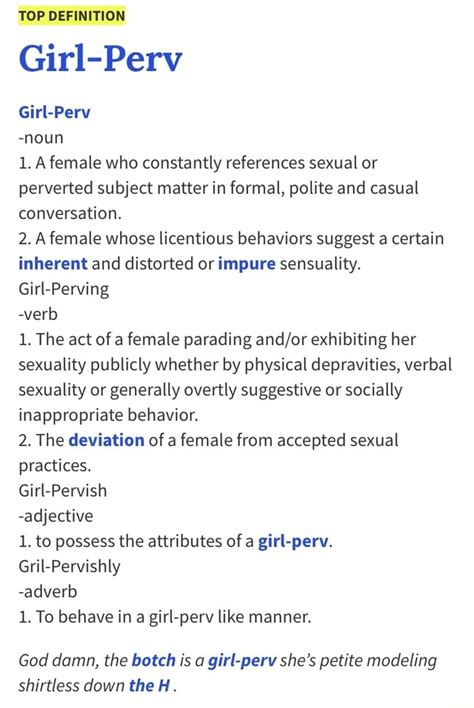 Top Definition Girl Perv Girl Perv Noun 1 Female Who Constantly