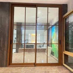 Brown Color Profile Upvc Glass Sliding Door For Home Exterior At Rs