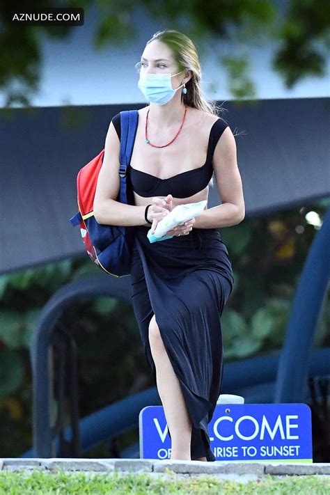 Candice Swanepoel In A Black Bikini Top During A Trip To The Park Aznude