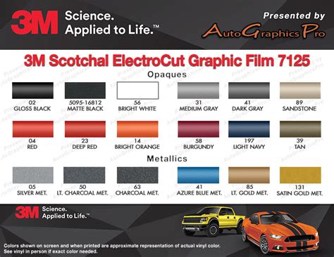 3m Metallic Vinyl Color Chart