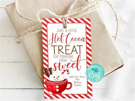 Printable Hot Cocoa Christmas Gift Tag Hot Chocolate Treat For Someone Sweet Bag Tag Christmas