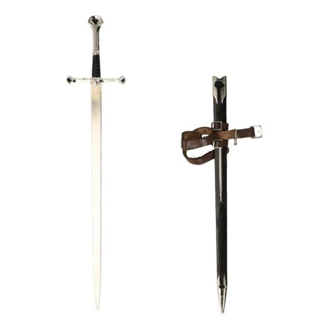 Diecast Gothic Knight Sword with Scabbard (Silver) Brown Art - Machinegun