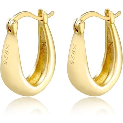 Boucles D Oreilles Creoles Coeur Femme Argent 925 14K Or Plaqu Petite