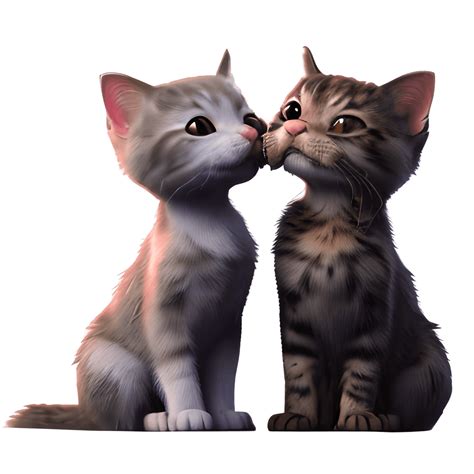 Cute Cat Couple Kissing · Creative Fabrica