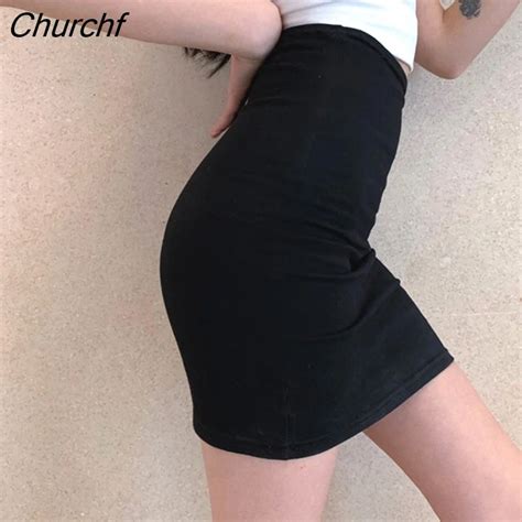 Churchf Black One Step Skirt Women Summer High Waist Tight Sexy Hot